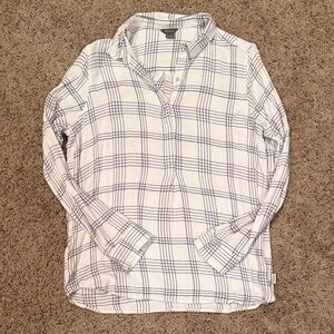 Women’s White and Blue Plaid Shirt